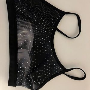 Reebok cosmic black sports bra with vertical strappy back
